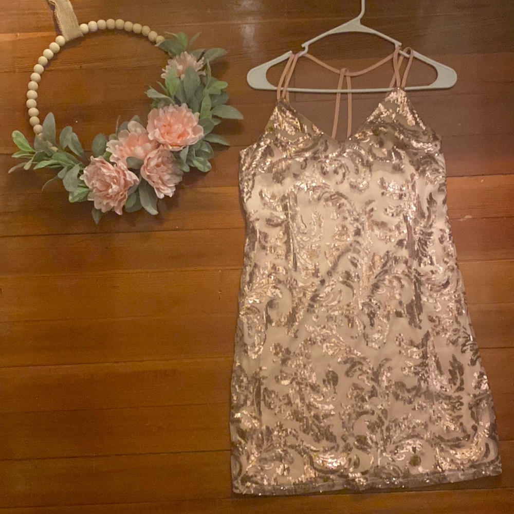 Pink sequin party dress